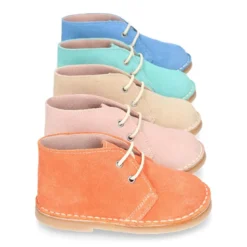Bota Safari niños con cordones en piel serraje para PRIMAVERA.