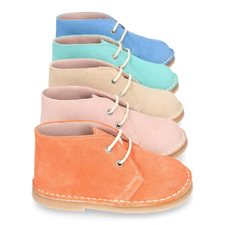 Bota Safari niños con cordones en piel serraje para PRIMAVERA.
