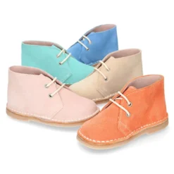 Bota Safari niños con cordones en piel serraje para PRIMAVERA.