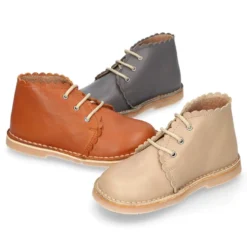 Bota Safari niños con cordones y ondas en piel EXTRA SUAVE.