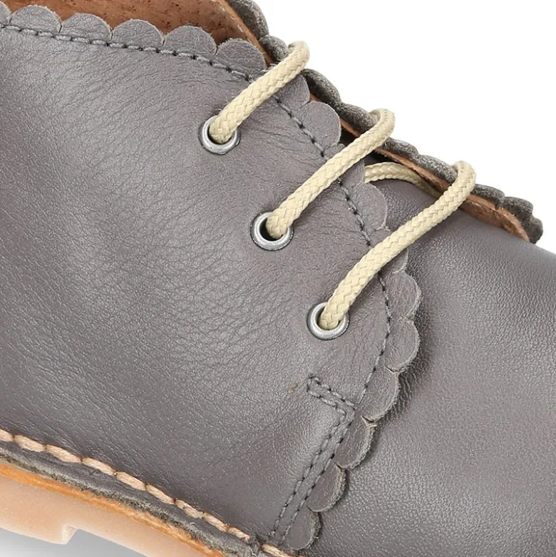 Bota Safari niños con cordones y ondas en piel EXTRA SUAVE.