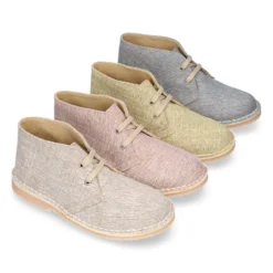 Bota Safari o Pisacacas con cordones y en lino natural.