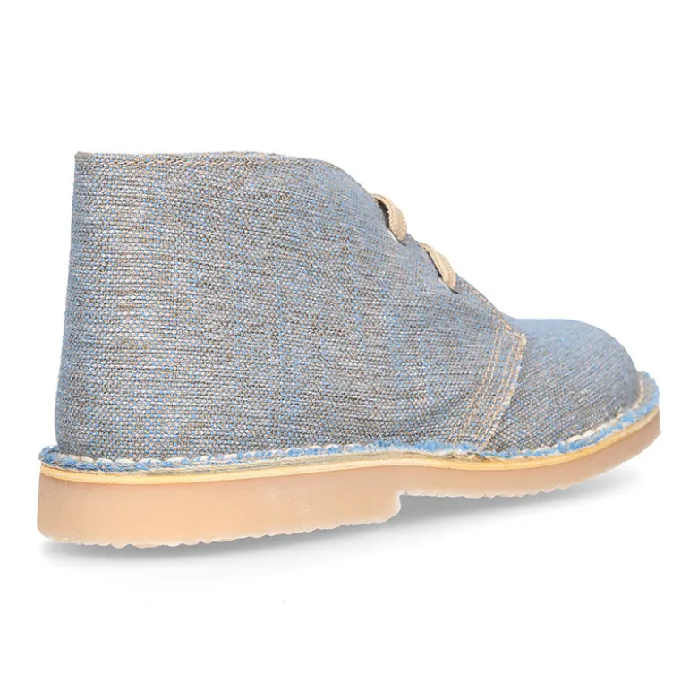 Bota Safari o Pisacacas con cordones y en lino natural.