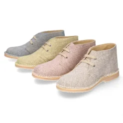 Bota Safari o Pisacacas con cordones y en lino natural.