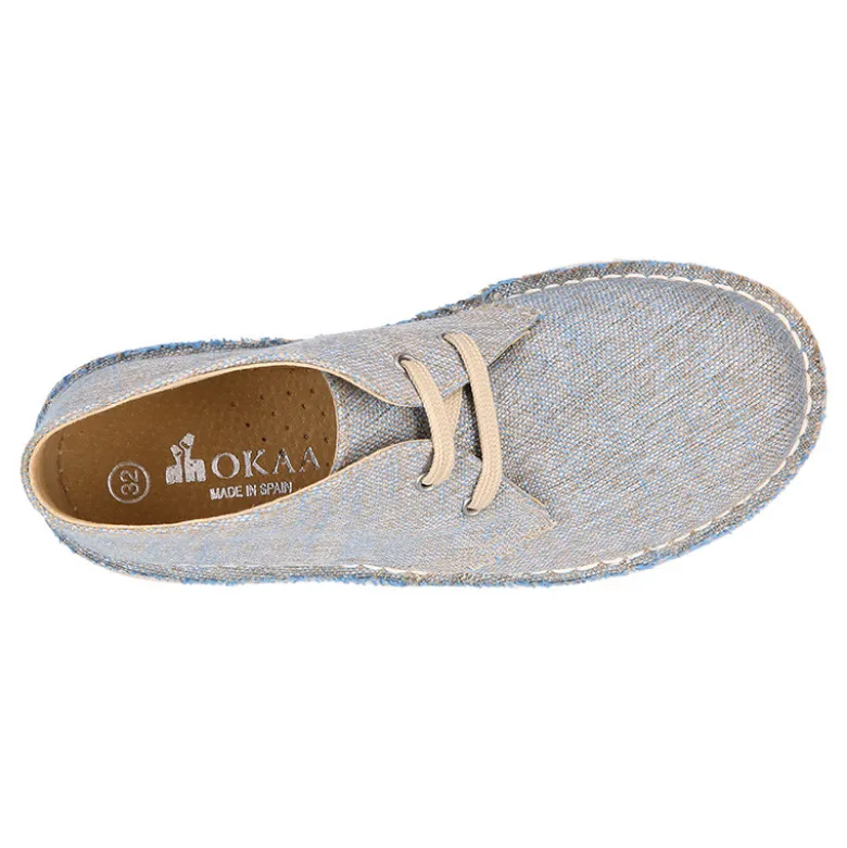 Bota Safari o Pisacacas con cordones y en lino natural.