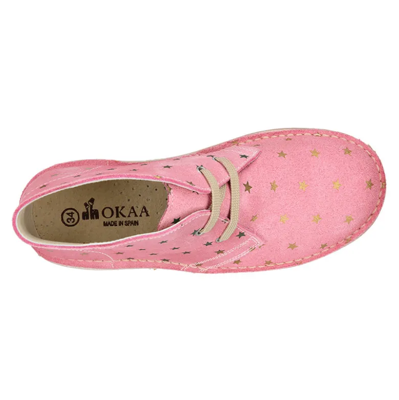 Bota Safari o Pisacacas con cordones y estampado con ESTRELLAS en serraje.