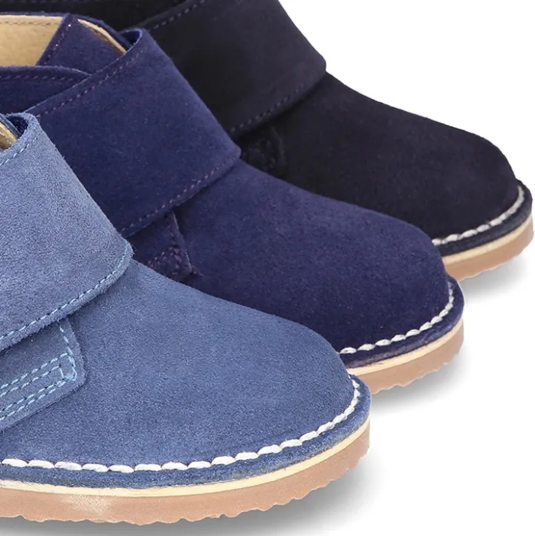 Bota Safari o Pisacacas sin cordones en piel serraje.