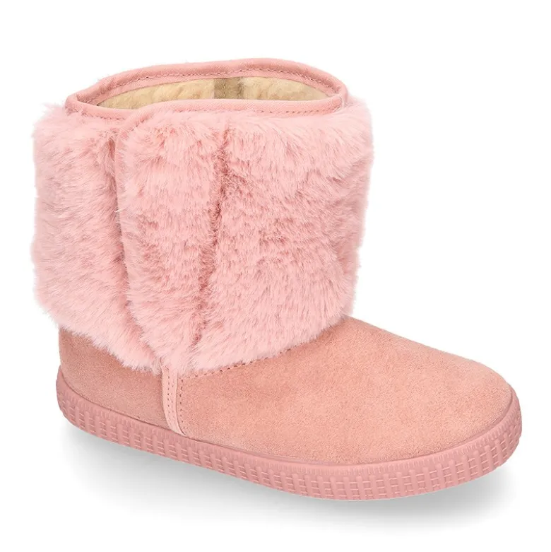 Botas niños mayores tipo ESQUIMAL cierre adherente en piel Serraje con PELO.