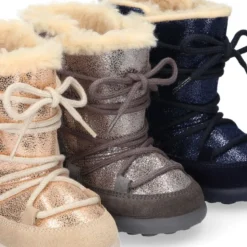 Botas niños tipo ESQUIMAL con cierre adherente y cordones en piel Serraje Combinado.
