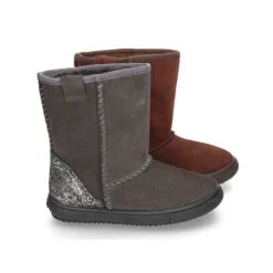 Botas tipo Australianas en piel serraje con talonera METALIZADA forradas con pelo.