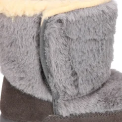 Bota tipo esquimal para niñas con cierre adherente en piel serraje con pelo