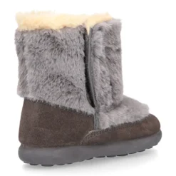 Bota tipo esquimal para niñas con cierre adherente en piel serraje con pelo