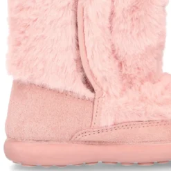 Bota tipo esquimal para niñas con cierre adherente en piel serraje con pelo