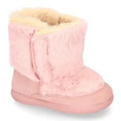 Bota tipo esquimal para niñas con cierre adherente en piel serraje con pelo