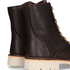 Bota tipo MOTERA niños con cremallera y cordones en piel marrón.