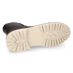Bota tipo MOTERA niños con cremallera y cordones en piel marrón.