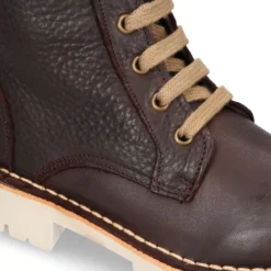 Bota tipo MOTERA niños con cremallera y cordones en piel marrón.