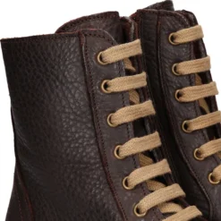 Bota tipo MOTERA niños con cremallera y cordones en piel marrón.