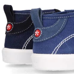 Bota tipo zapatilla con cordones en lona y serraje.
