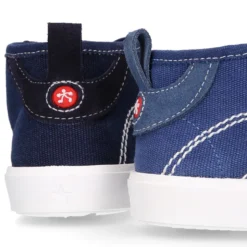 Bota tipo zapatilla con cordones en lona y serraje.