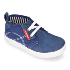 Bota tipo zapatilla con cordones en lona y serraje.