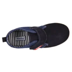 Bota tipo zapatilla sin cordones en lona y serraje.