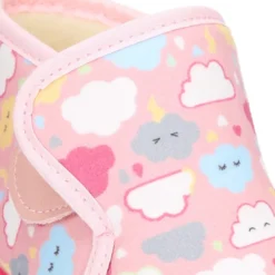 Botita casa niños cierre adherente oculto en lana con estampado NUBES.