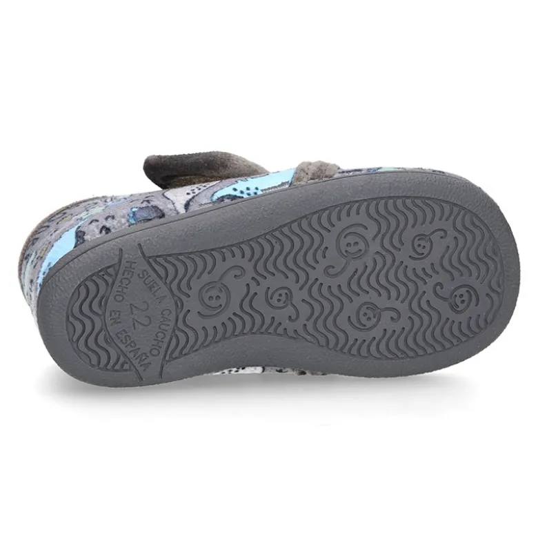 Botita casa niños estampado DINOSAURIOS sin cordones.