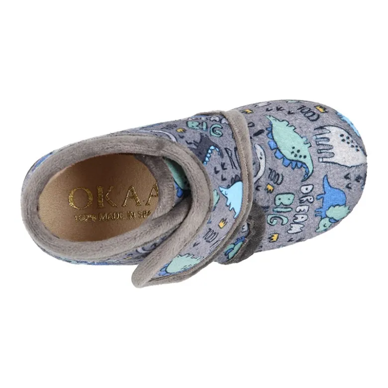 Botita casa niños estampado DINOSAURIOS sin cordones.