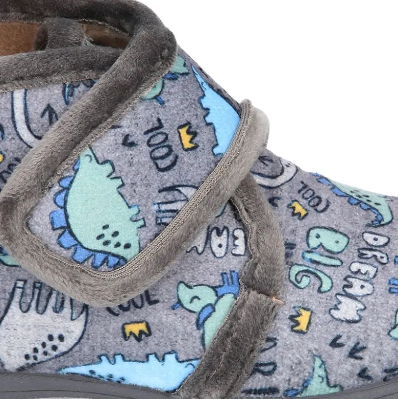 Botita casa niños estampado DINOSAURIOS sin cordones.