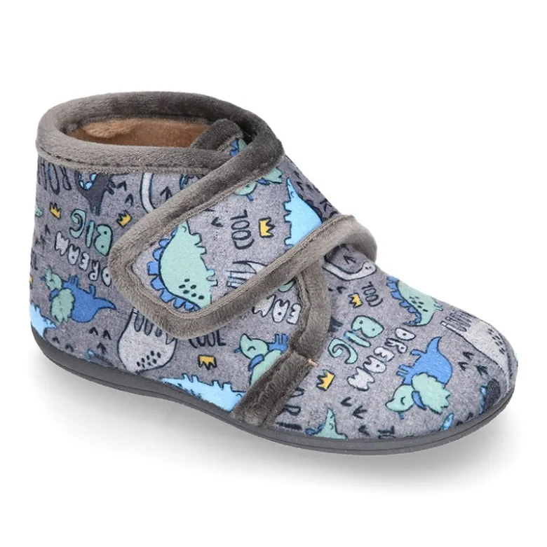Botita casa niños estampado DINOSAURIOS sin cordones.