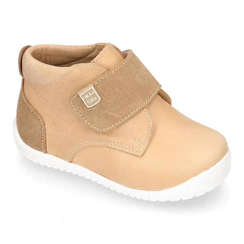 Botita casual niños OKAA FLEX sin cordones y puntera en Piel Napa SUAVE.