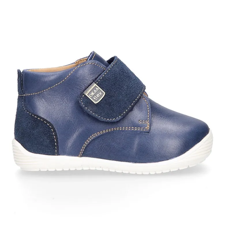 Botita casual niños OKAA FLEX sin cordones y puntera en Piel Napa SUAVE.