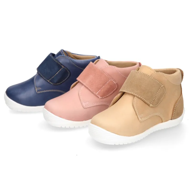 Botita casual niños OKAA FLEX sin cordones y puntera en Piel Napa SUAVE.