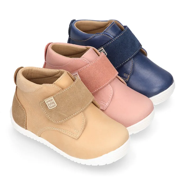 Botita casual niños OKAA FLEX sin cordones y puntera en Piel Napa SUAVE.