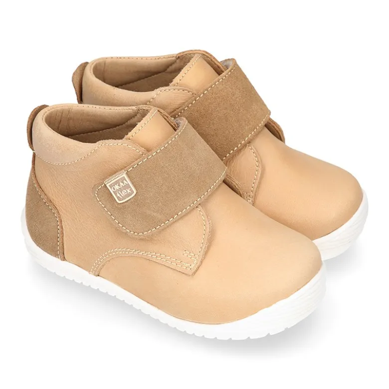 Botita casual niños OKAA FLEX sin cordones y puntera en Piel Napa SUAVE.