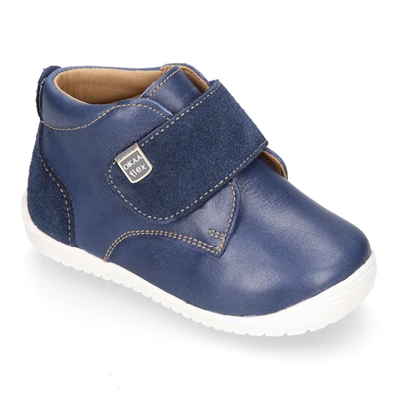 Botita casual niños OKAA FLEX sin cordones y puntera en Piel Napa SUAVE.