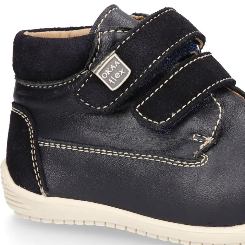 Botita casual respetuosa niños OKAA FLEX sin cordones y puntera en Piel Napa en colores OTOÑALES.