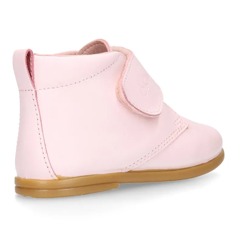 Botita colegial niña y primeros pasos sin cordones en piel ROSA.