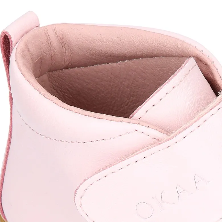 Botita colegial niña y primeros pasos sin cordones en piel ROSA.
