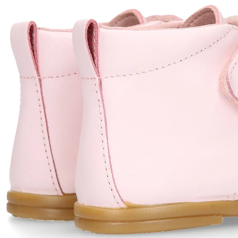 Botita colegial niña y primeros pasos sin cordones en piel ROSA.