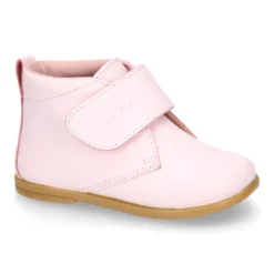 Botita colegial niña y primeros pasos sin cordones en piel ROSA.