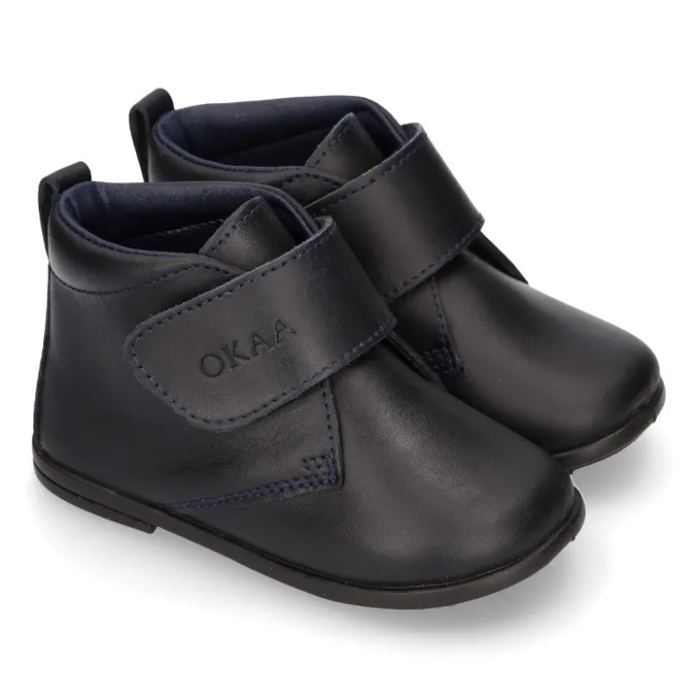 Botita colegial niños y primeros pasos sin cordones en piel lavable.