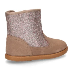 Botita con cremallera y GLITTER en piel Serraje.