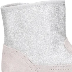 Botita con cremallera y GLITTER en piel Serraje.