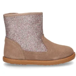 Botita con cremallera y GLITTER en piel Serraje.