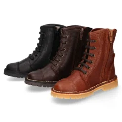 Botita MOTERA niños con cremallera y cordones en piel.