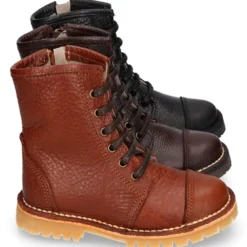 Botita MOTERA niños con cremallera y cordones en piel.