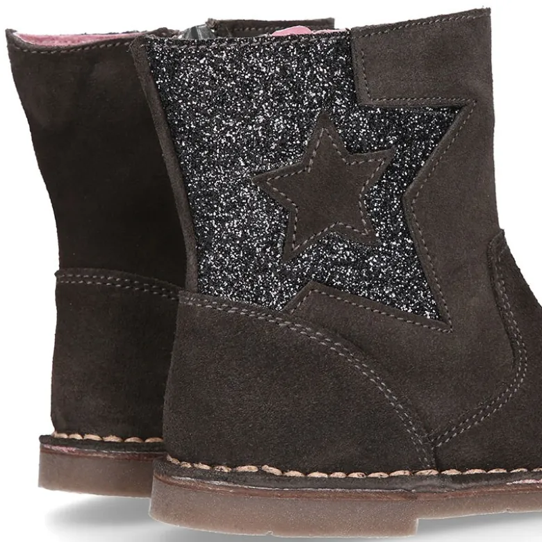 Botita niña con GLITTER y estrella en piel serraje.