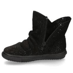 Botita niña en piel serraje negro con BRILLOS.